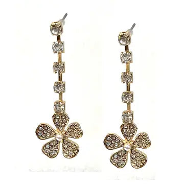 E - Crystal Flower Dangles