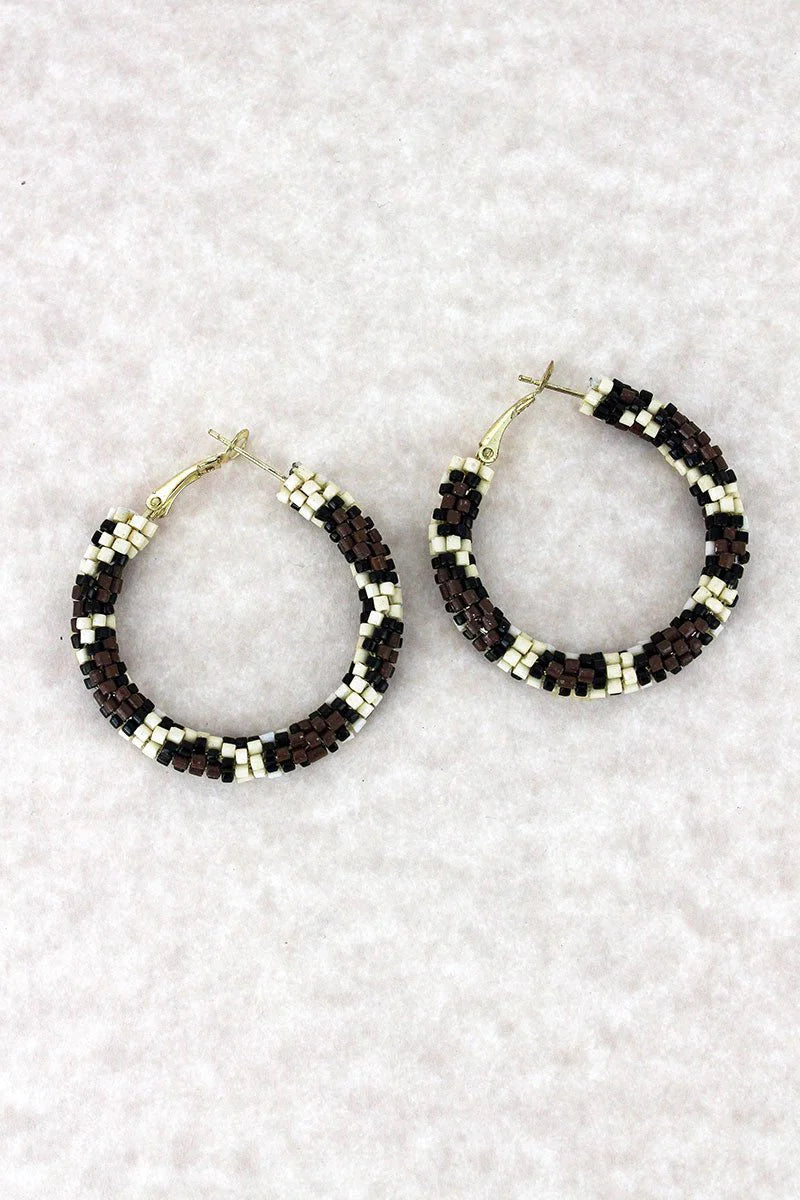 E - Leo Seed Bead Hoops