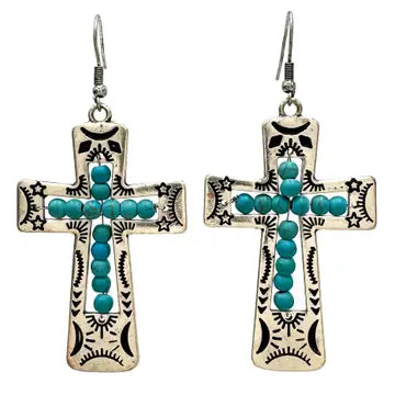 E - Native Turq Bead Cross