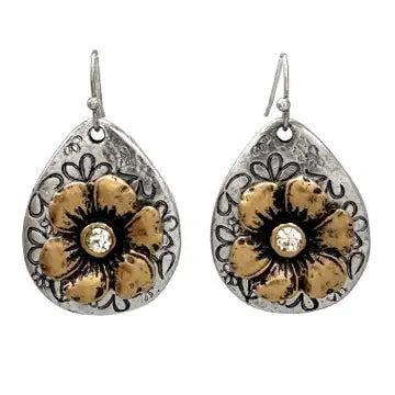 E - Teardrop Gold Flower
