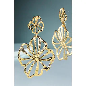 E - Textured Metal Flower Dangle