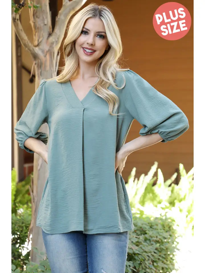 Elastic Tunnel Sleeve V Neck