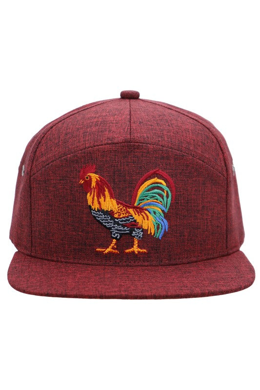 Embroidered Rooster Snapback Cap