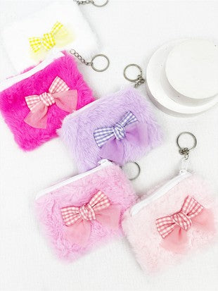 Faux Fur Bow Coin Purse