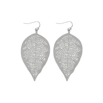 Fine Leaf Filigree Hook Earrings