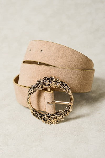 Floral Etched Buckle Belts