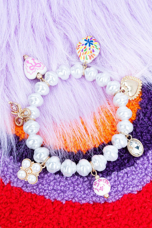 Forget Me Knot Pearl Charm Bracelet