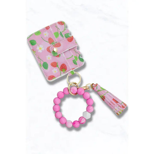 Fruit Print Card Holder Keychain
