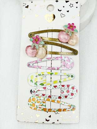 Fruit Print Snap Clip Set