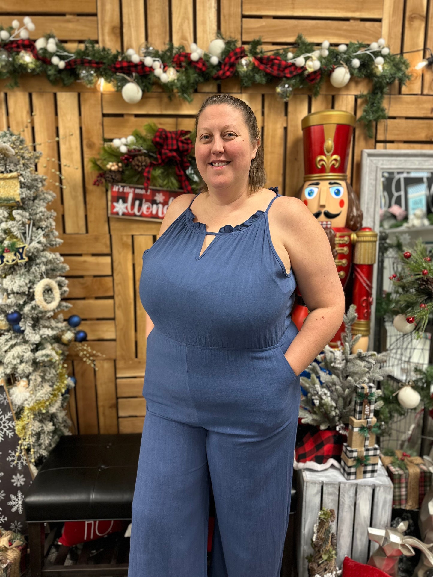 Sleeveless Elastic Waist Jumpsuit