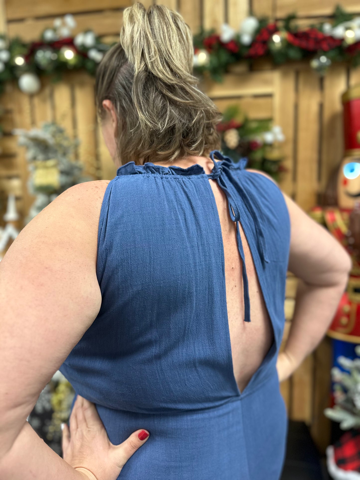 Sleeveless Elastic Waist Jumpsuit