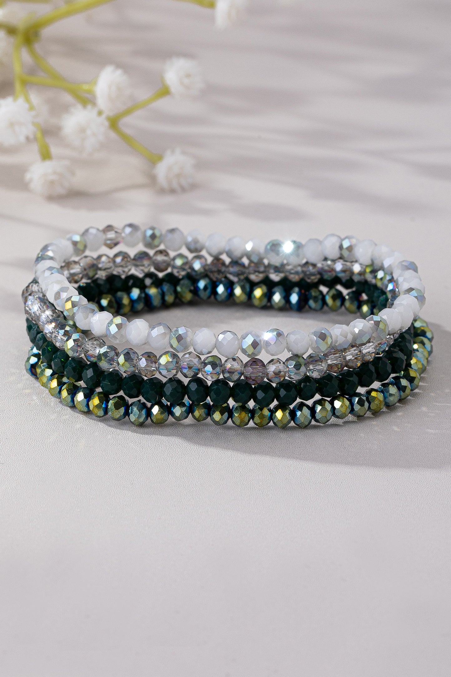 Glass Bead Stretch Bracelet Set