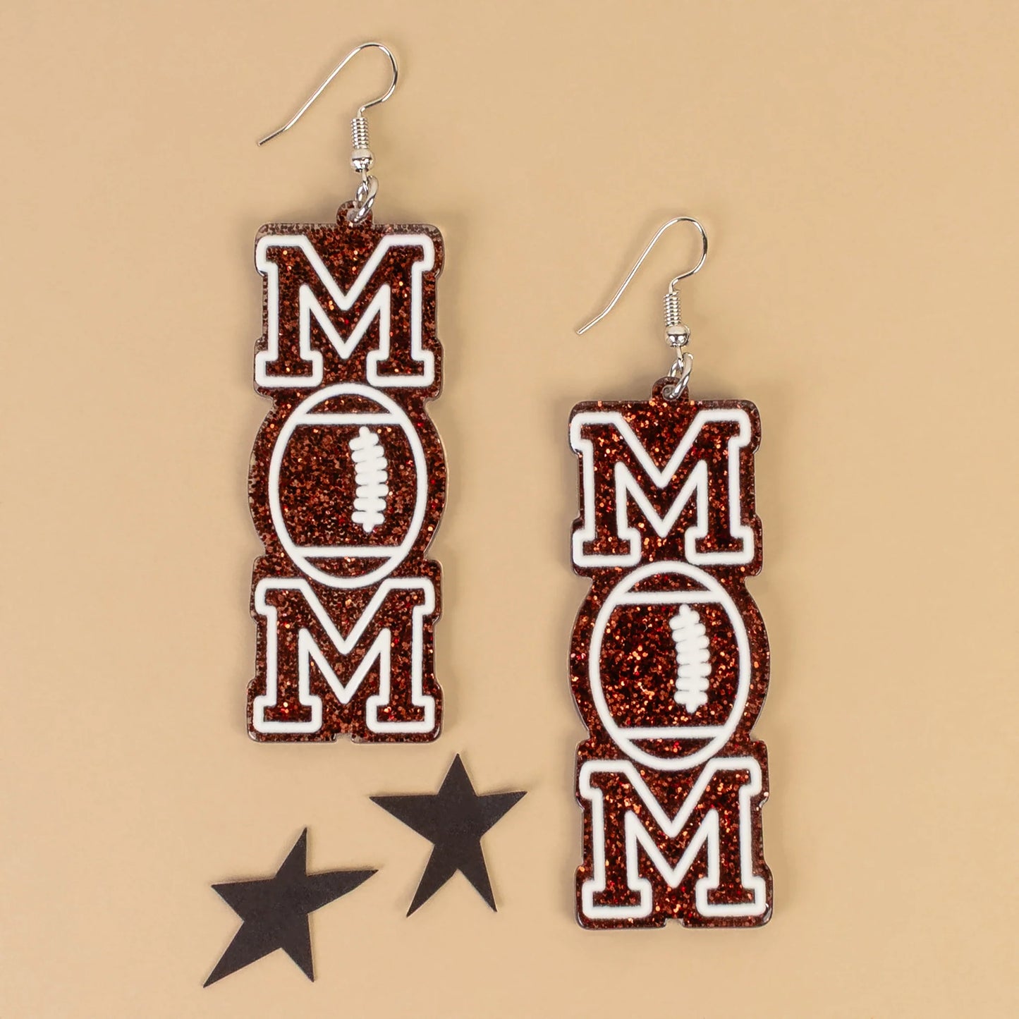 Glitter Football Mom Earrings