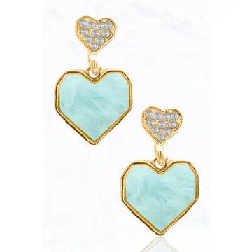 Glitter Heart Rhinestone Earrings