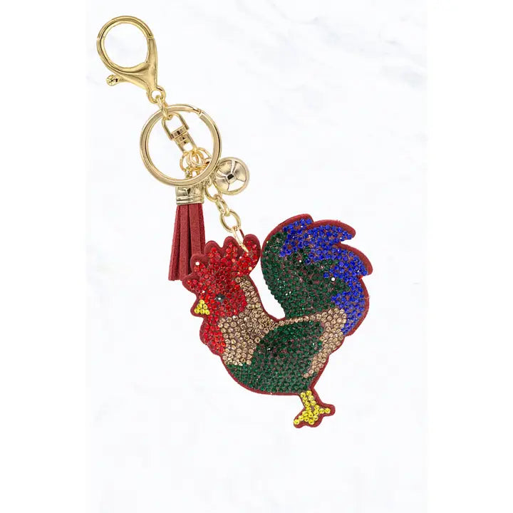 Glittering Rooster Cushion Keychain