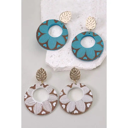 Gold Leaf Flower Print Earrings