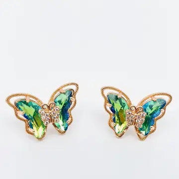 Gradient Butterfly CZ Stud Earrings