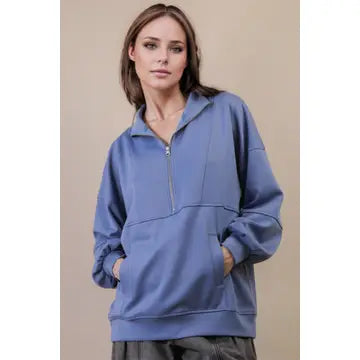 Half Zip Oversized Knit Top