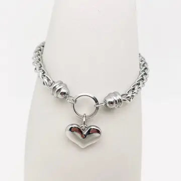 Heart Charm SS Chain Bracelet