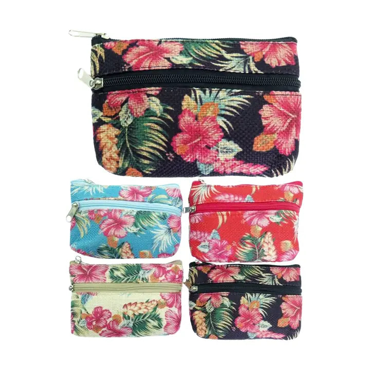 Hibiscus Double Zip Coin Purse
