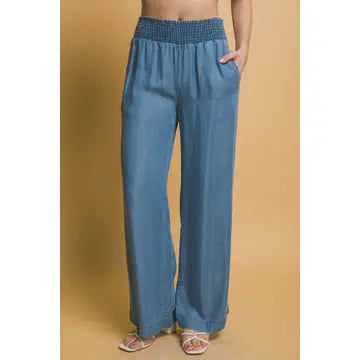 High Waist Smocked Waist Pants