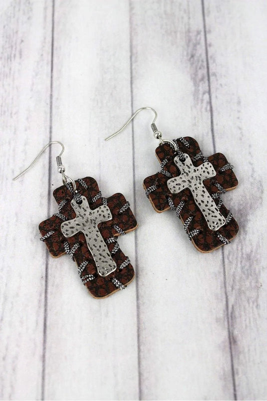 Layered Cross Earrings