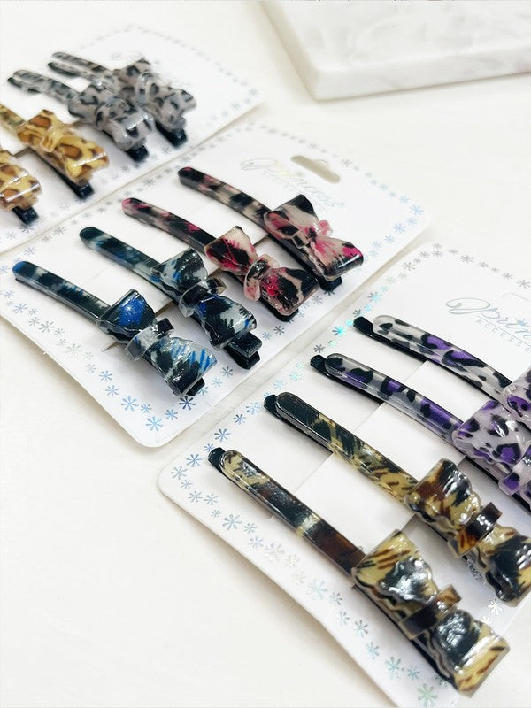 Leopard Bow Alligator Hair Clip