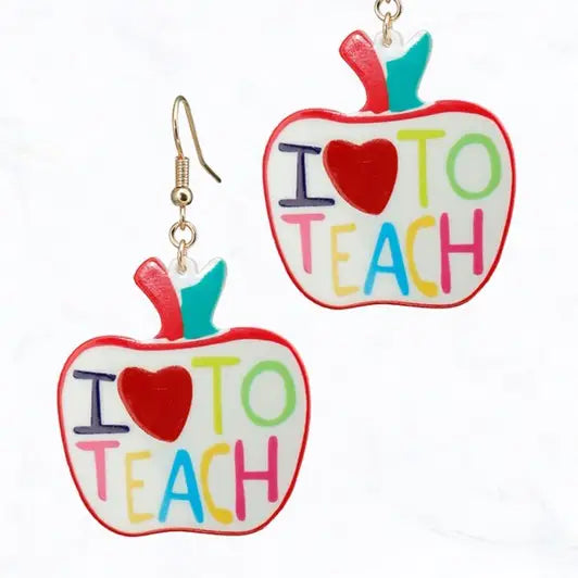 Love To Teach Apple Earrings