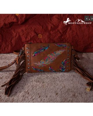 MW Embroidered Feather Crossbody/Clutch