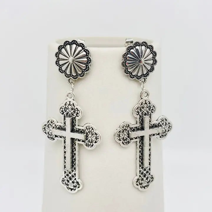 Metal Cross Pendant Earrings