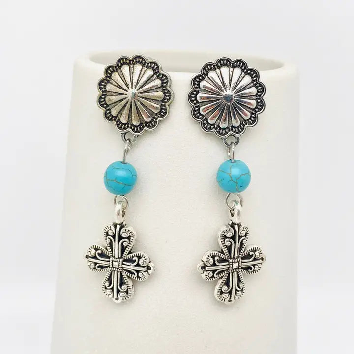 Metal Cross Pendant Earrings