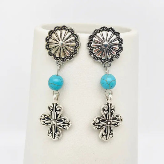 Metal Cross Pendant Earrings