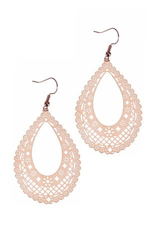 Metal Filigree Drop Earrings