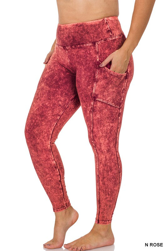 Mineral Washed Leggings Curvy