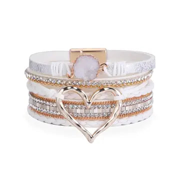 Multi Layered Heart Charm Bracelet