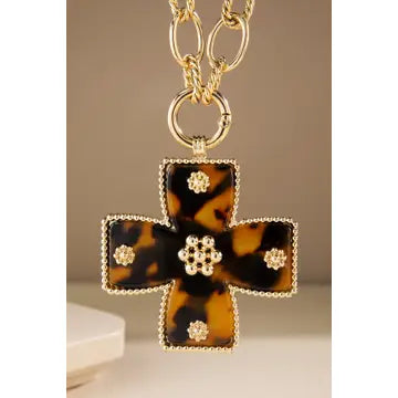 N - Tortoise Cross Pendant