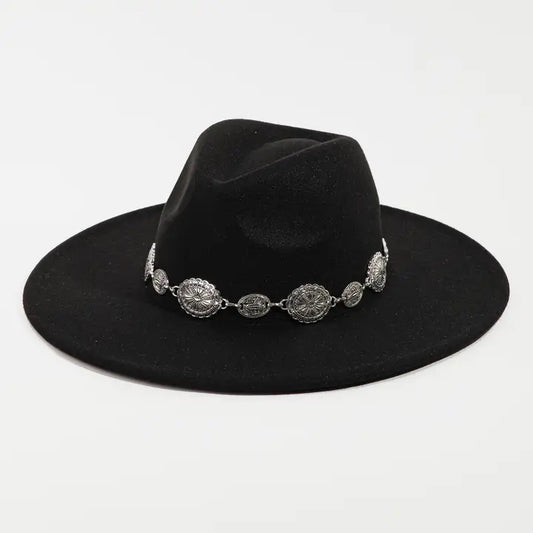 Oval Coin Chain Fedora Hat