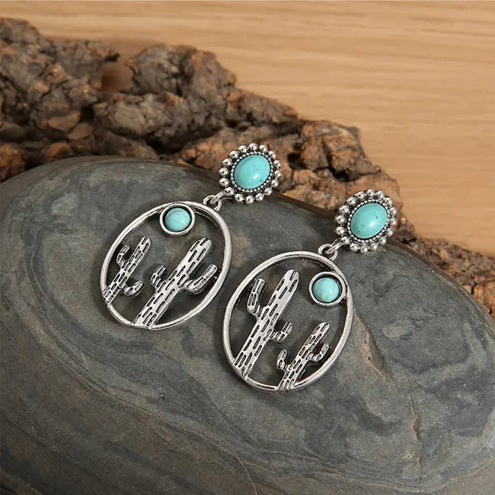 Oval Hollow Cactus Earrings