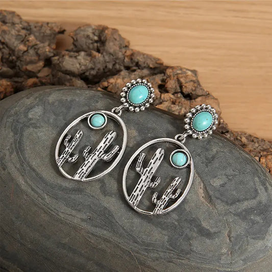 Oval Hollow Cactus Earrings