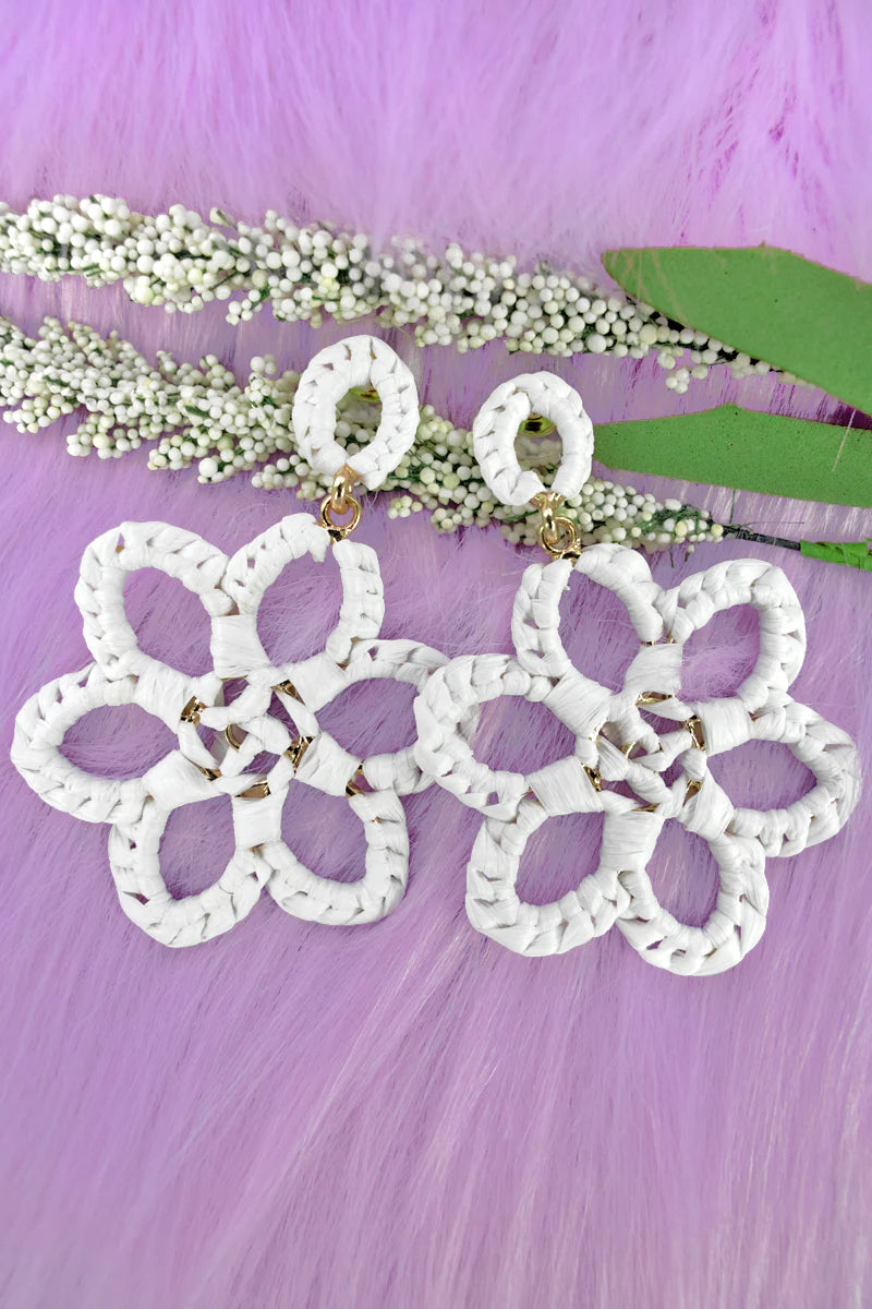 Paisley Raffia Flower Earrings