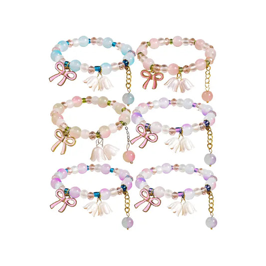 Pink Ribbon Bellflower Charm Bracelet