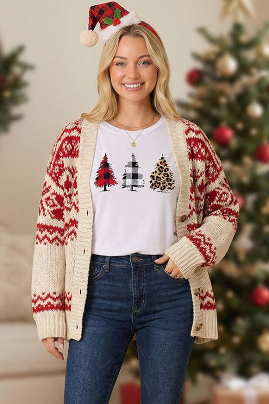 Plaid & Leo Christmas Tree Tee