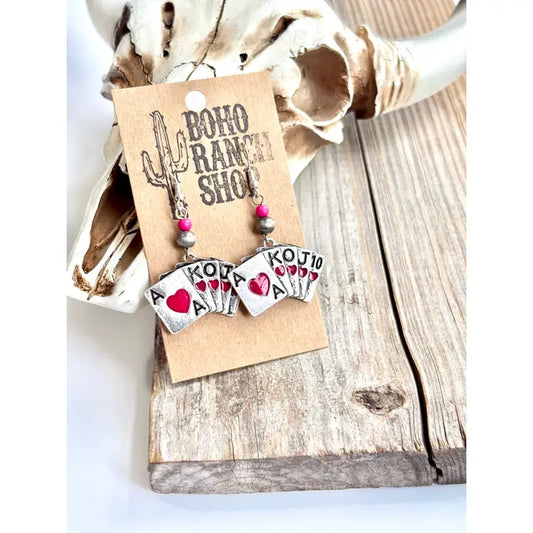 Playing Card Stone Drop Earrings