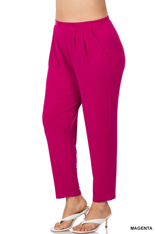 Pleated Waist 7/8 Length Pants
