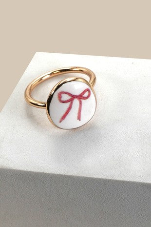 Porcelain Bow Charm Ring