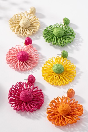 Raffia Flower Statement Earrings