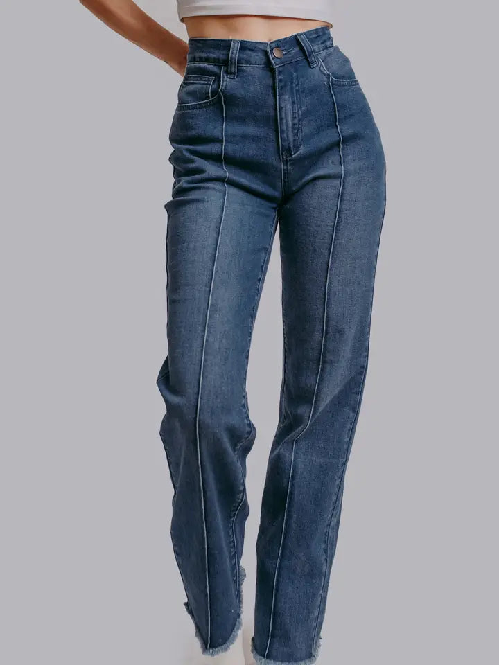 Raw Hem Straight Leg Pants