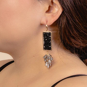 Rectangle Glitter Drop Earrings