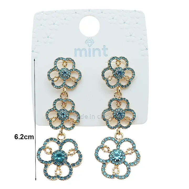 Rhinestone Flower Drop Earrings