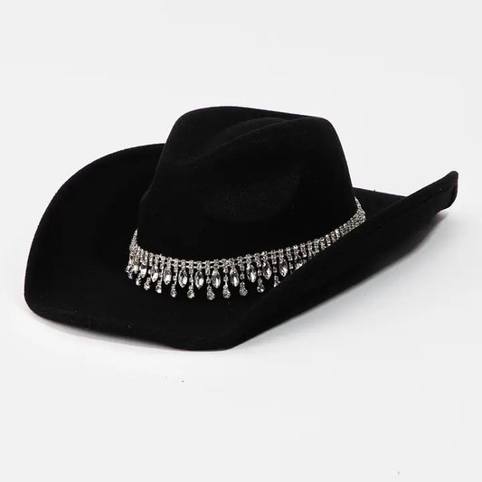 Rhinestone Fringe Chain Cowboy Hat